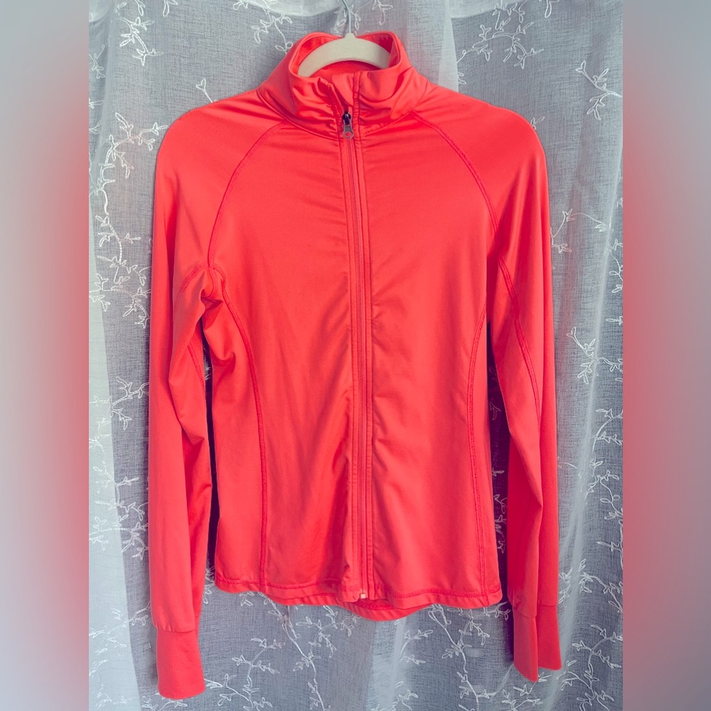 Neon pink light weight zip-up jacket